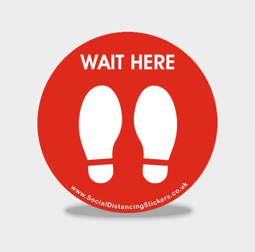 Wait Here - Social Distancing Floor Stickers